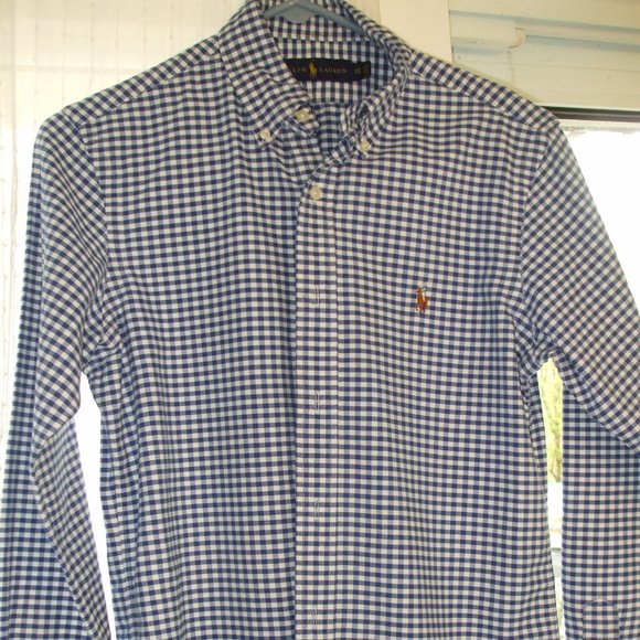 Blue and White checked Ralph Lauren Boys Button Down - Picture 1 of 4